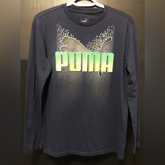 🕸️Puma Navy cotton blend Long Sleeve T-shirt - Picture 1 of 8